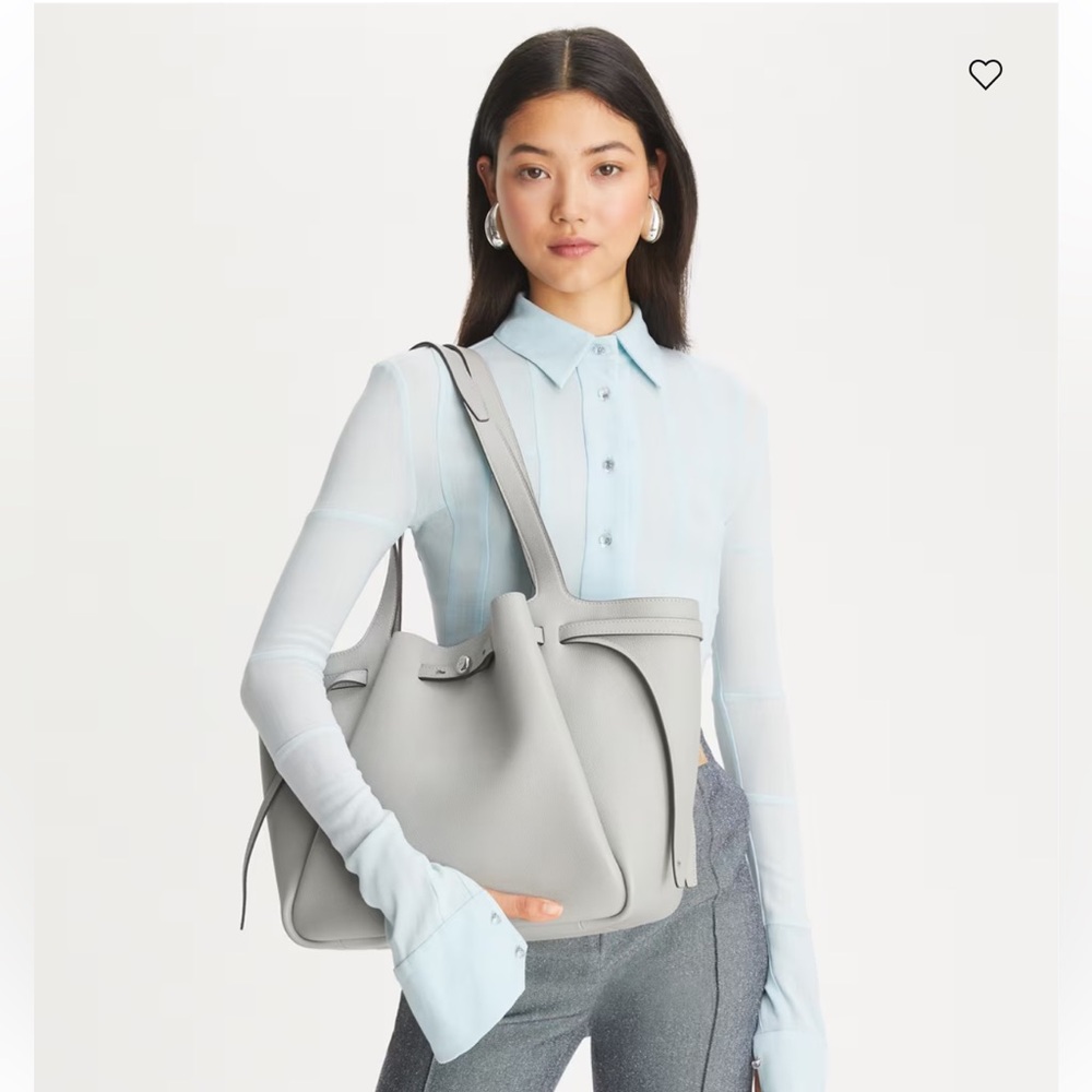 Tory Burch Light Gray Leather Tote